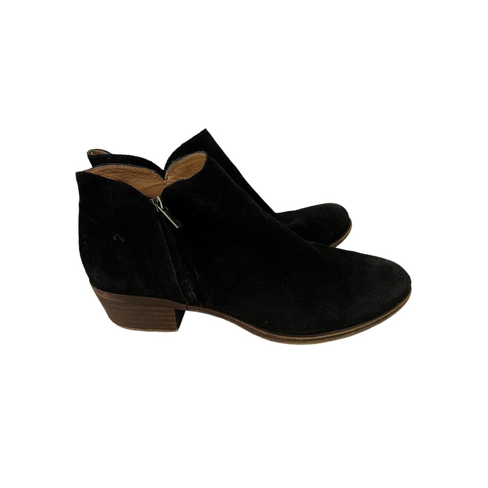 LUCKY BRAND Womens Ankle Boots BAROUGH Black Suede Bootie Size 9.5 M